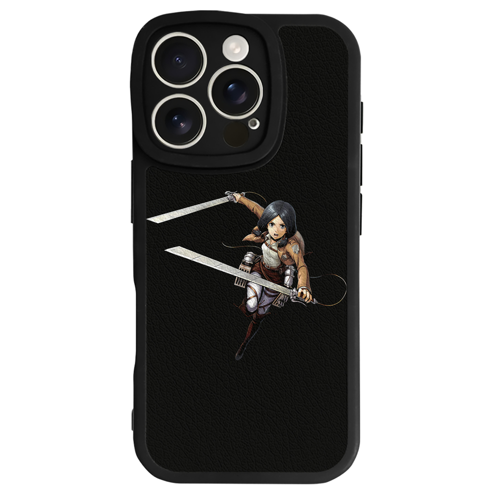 （画像用） 進撃の巨人 ミカサ·アッカーマン Attack on Titan Mikasa Ackerman 【iPhone 16シリーズ対応】シリコンスマホケース（レザー調） 材質：シリコン